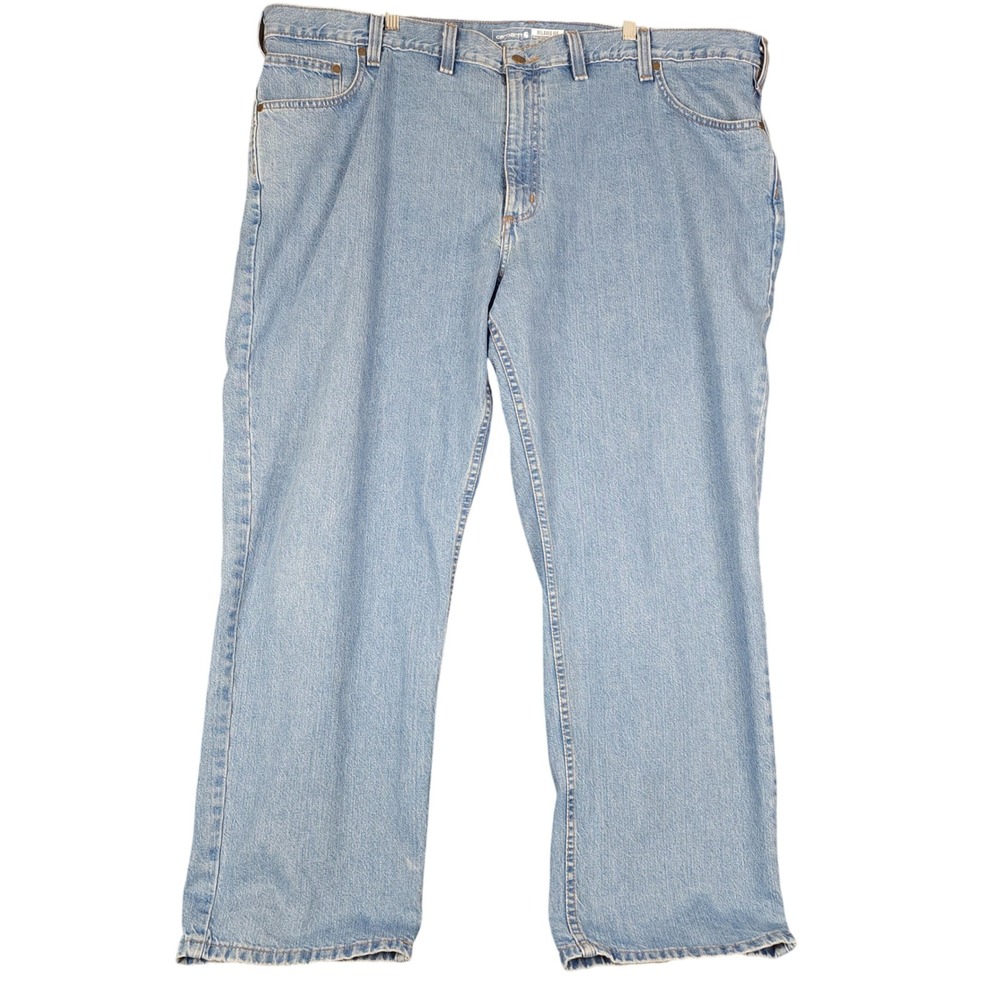 Carhartt Relaxed Fit Mens Light Wash Denim‎ Work Jeans 48x30 BD5119M